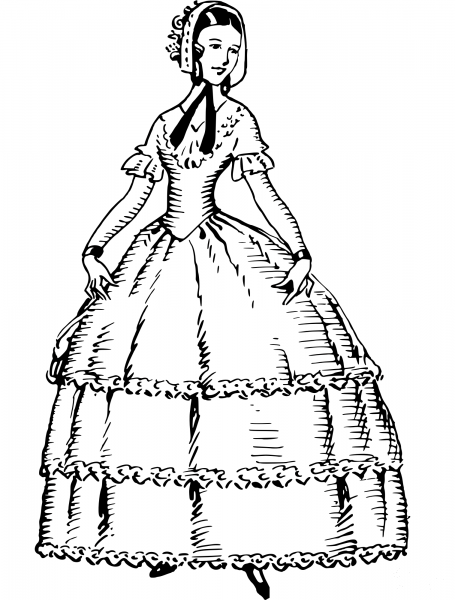 Vintage Big Dress coloring page image