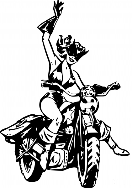 Vintage Black Cat on Motorbike coloring page image