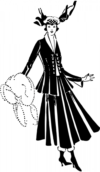 Vintage Black Dress Lady coloring page image