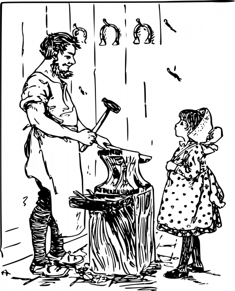 Vintage Blacksmith Father coloring page image