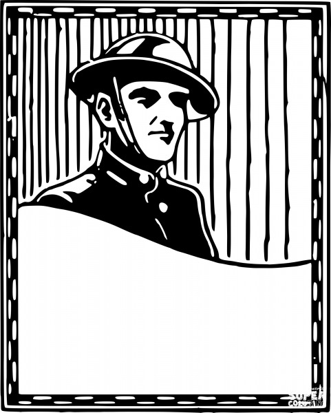 Vintage Blank Ww1 Soldier Stamp coloring page image