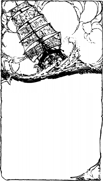 Vintage Boat on the Ocean Frame coloring page image