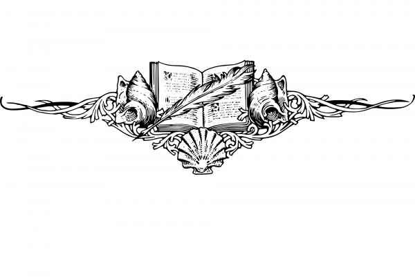 Vintage Book and Shells Divider coloring page image