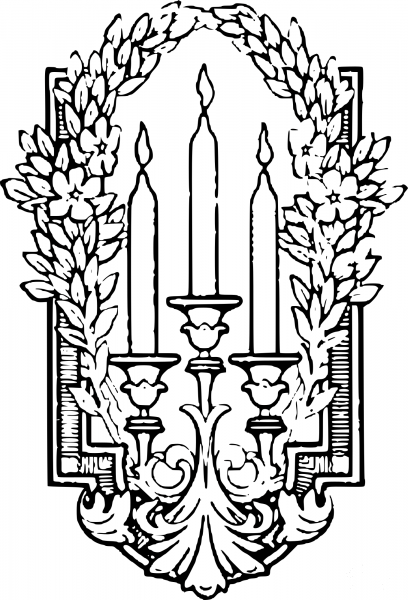 Vintage Book Decoration Candelabrum coloring page image