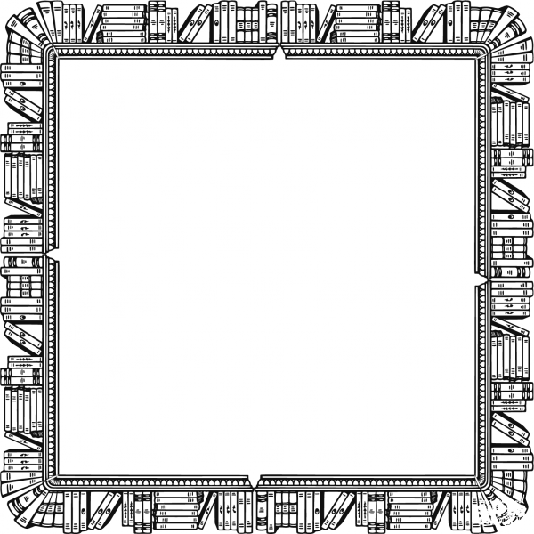 Vintage Bookshelf Frame coloring page image