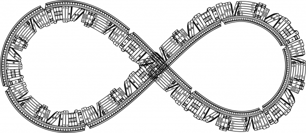 Vintage Bookshelf Infinity coloring page image