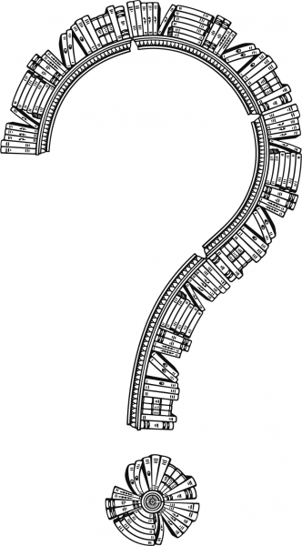 Vintage Bookshelf Question Mark coloring page image