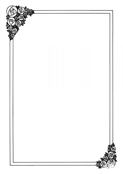 Vintage Border with Roses coloring page image