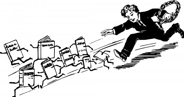 Vintage Boy Chases Books coloring page image