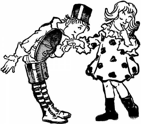 Vintage Boy Kisses a Girls Hand coloring page image