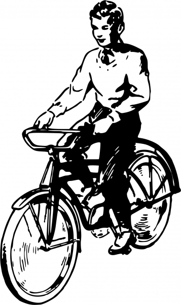Vintage Boy on Bike coloring page image