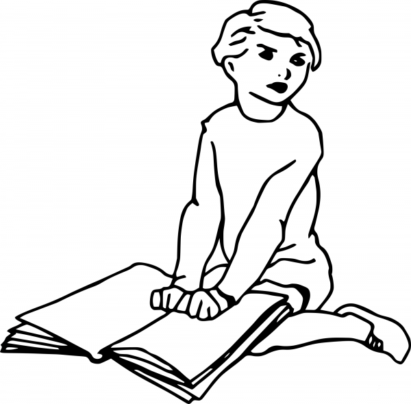 Vintage Boy Reading coloring page image