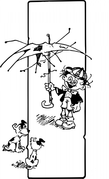 Vintage Broken Umbrella Kid coloring page image