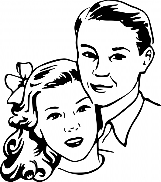 Vintage Bw Retro Couple coloring page image