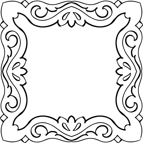 Vintage Calligraphic Flourish Frame coloring page image
