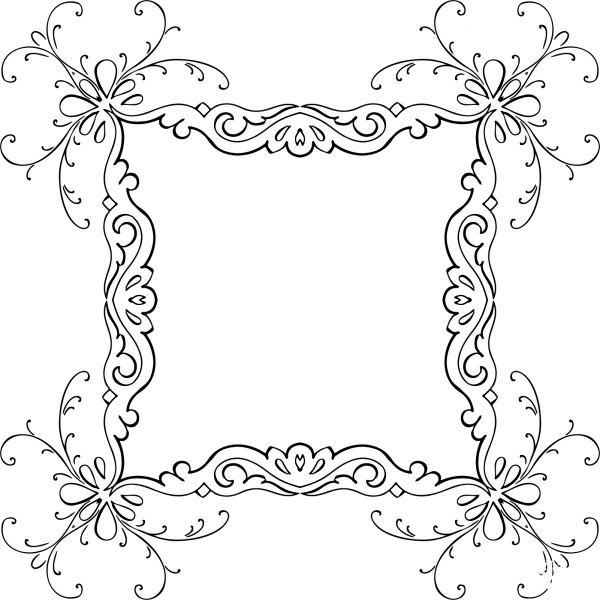 Vintage Calligraphic Flourish Frame coloring page image