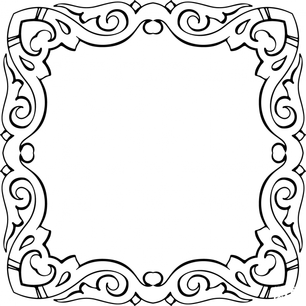 Vintage Calligraphic Flourish Frame coloring page image