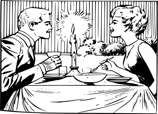 Vintage Candle Light Date coloring page image