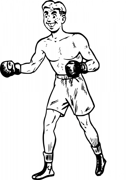 Vintage Cartoon Boxer coloring page image