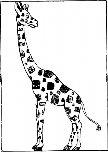 Vintage Cartoon Giraffe coloring page image