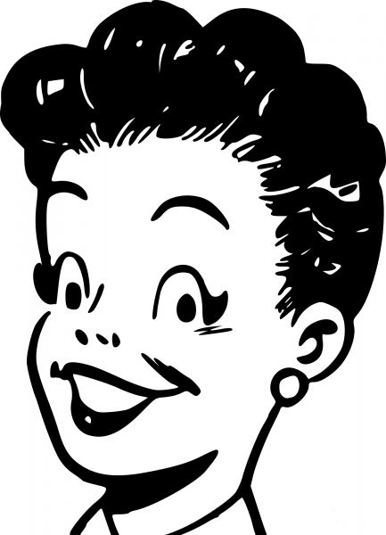 Vintage Cartoon Girl Head coloring page image
