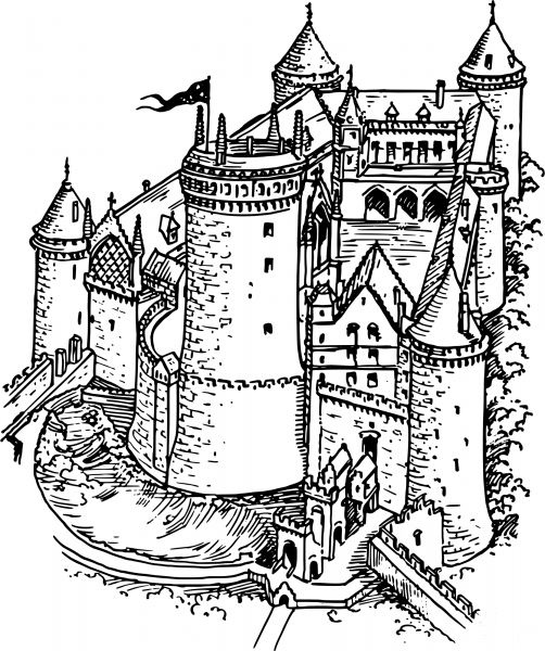 Vintage Castle coloring page image