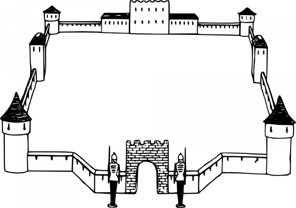 Vintage Castle Frame coloring page image