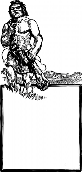 Vintage Caveman Frame coloring page image
