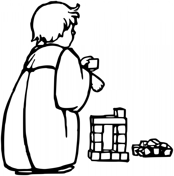 Vintage Child Playing coloring page image