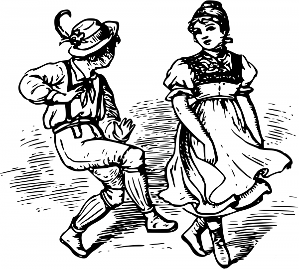 Vintage Children Dancing coloring page image