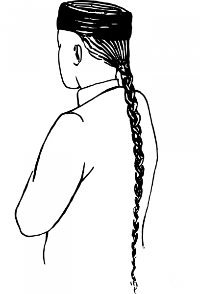 Vintage Chinese Ponytail coloring page image