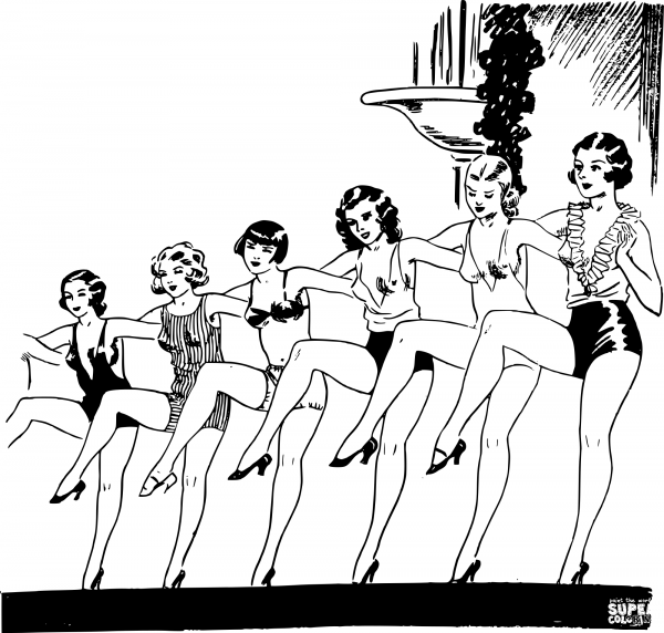 Vintage Chorus Girls coloring page image