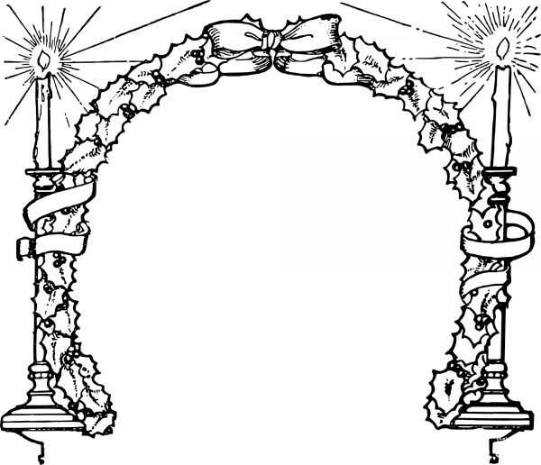 Vintage Christmas Candle Frame coloring page image