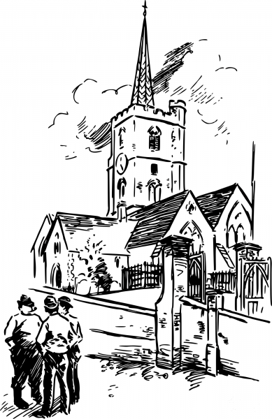 Vintage Church coloring page image