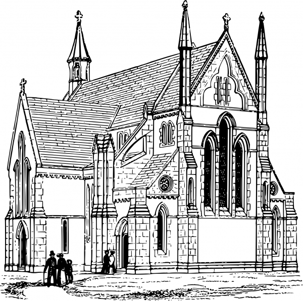 Vintage Church coloring page image