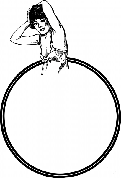 Vintage Circle Nightie Frame coloring page image