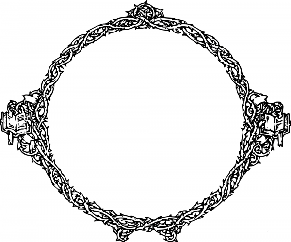 Vintage Circle of Thorns Frame coloring page image