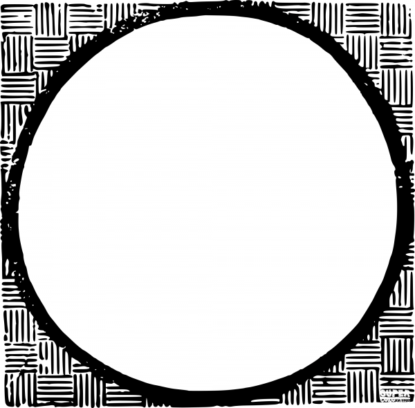 Vintage Circle Thatch Frame coloring page image