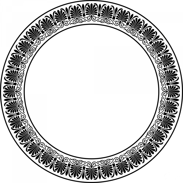Vintage Circular Greek Arabesque Frame coloring page image