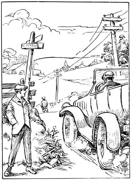 Vintage Classic Car on a Road coloring page image