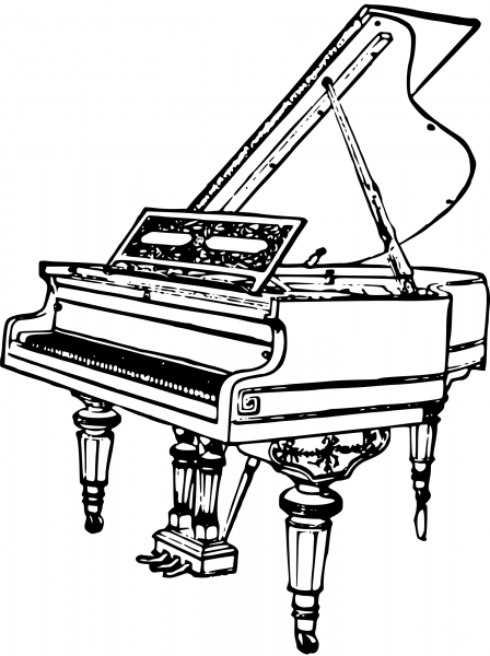 Vintage Classic Grand Piano coloring page image