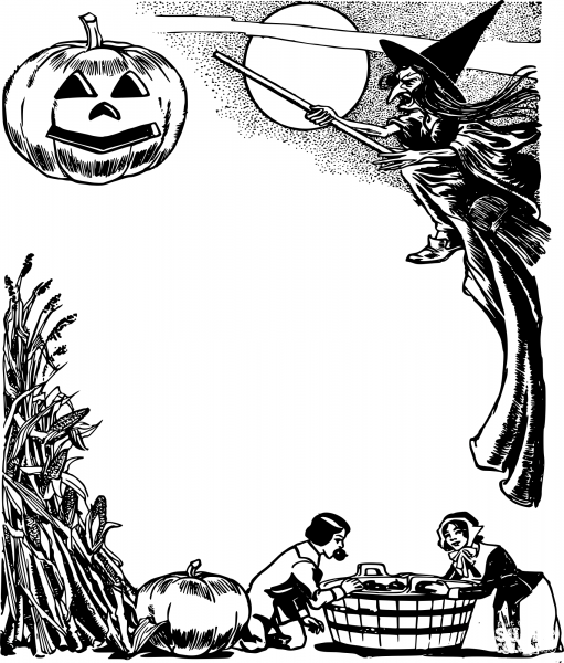 Vintage Classic Halloween Frame coloring page image