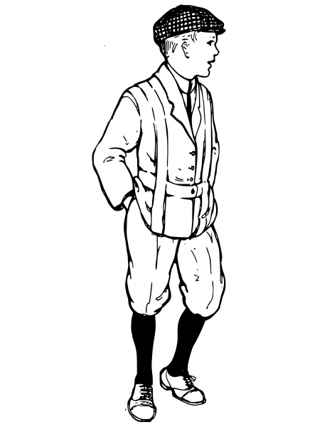 Vintage Classic Young Boy coloring page image