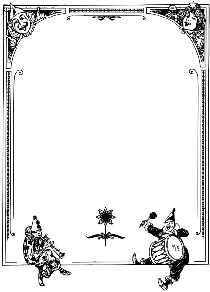 Vintage Clown Frame coloring page image