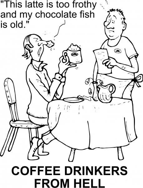 Vintage Coffee Drinker from Hell coloring page image