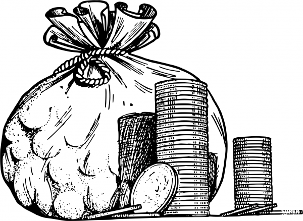 Vintage Coin Bag coloring page image