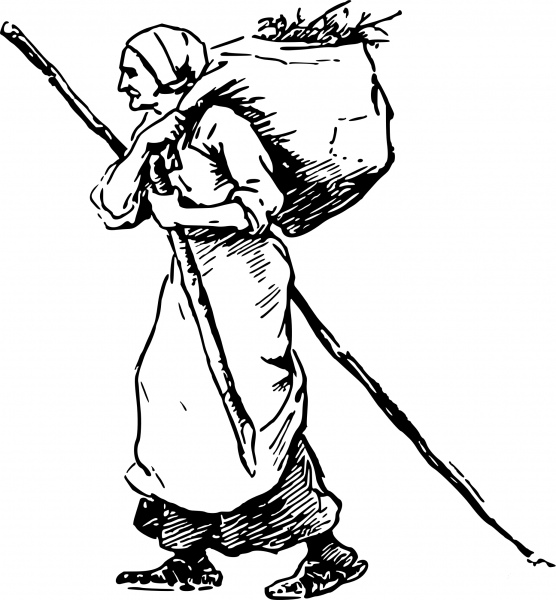 Vintage Collecting Firewood coloring page image