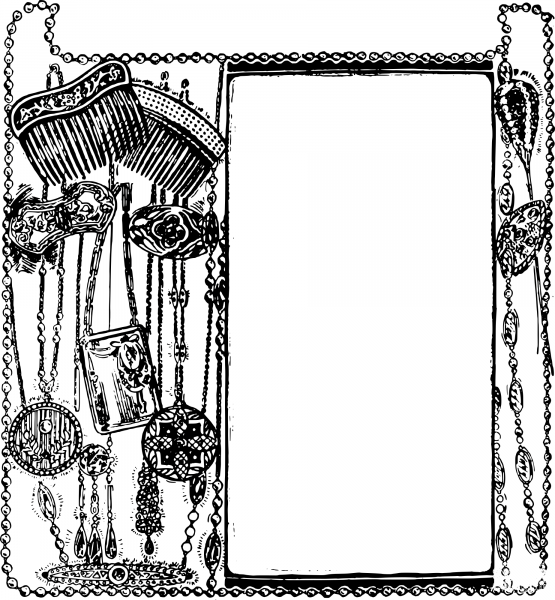 Vintage Combs and Jewelry Frame coloring page image