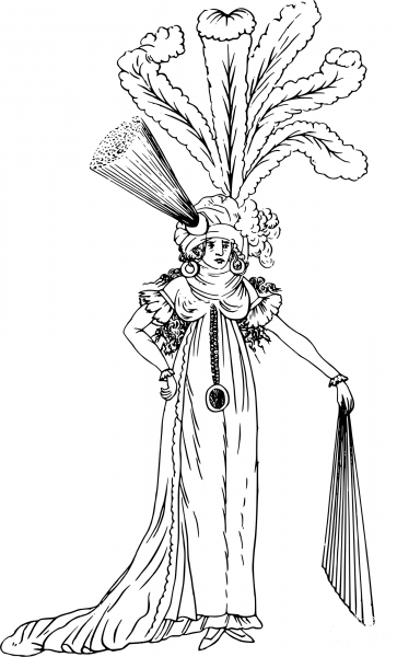 Vintage Comic Character – Actress at Premiere coloring page image