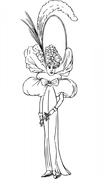 Vintage Comic Character – Actress at Premiere coloring page image